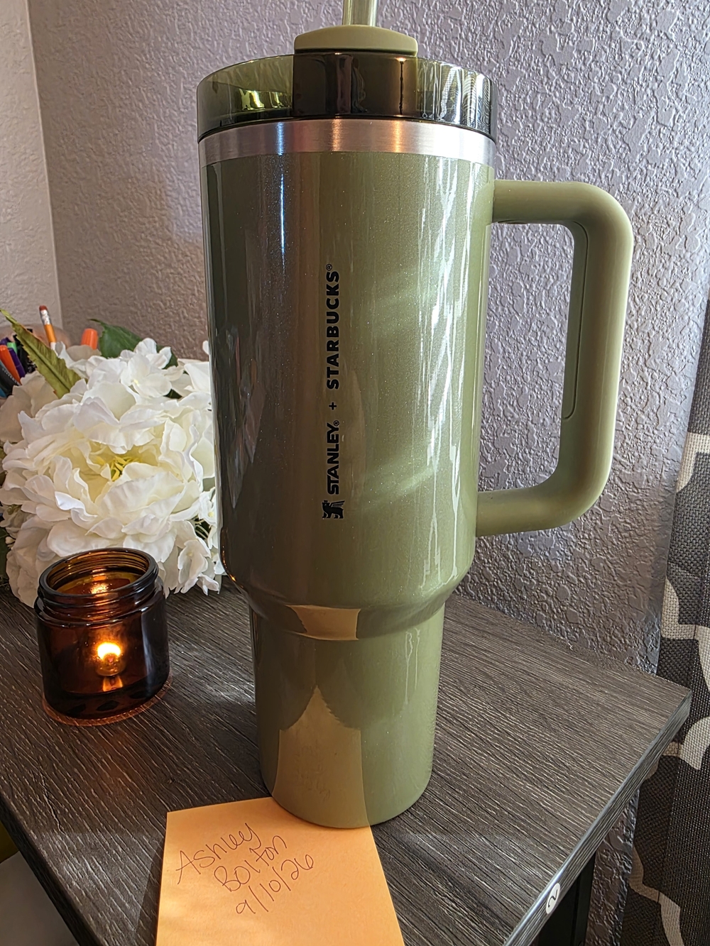 Stanley x Starbucks Olive Travel Tumbler with Handle